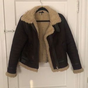 brown topshop aviator jacket